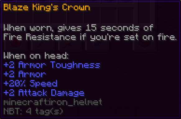 Blaze King's Crown tooltip