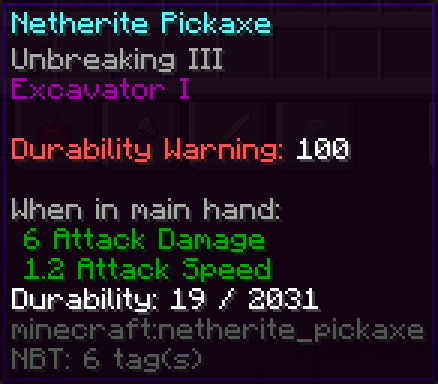 Durability warning threshold shown on item