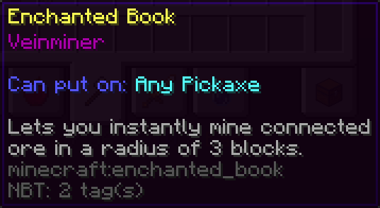 Veinminer enchantment tooltip